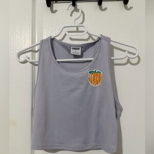 Gymshark Lavender Crop Tank with Orange Peach Graphic